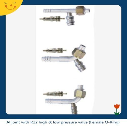 Al joint with R12 high & low-pressure valve (Female O-Ring) Al joint with R12 high & low-pressure valve (Female O-Ring)