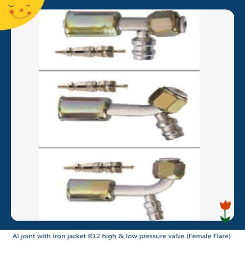Full Iron joint with iron jacket R12 high & low-pressure valve( Female Flare) Full Iron joint with iron jacket R12 high & low-pressure valve( Female Flare)